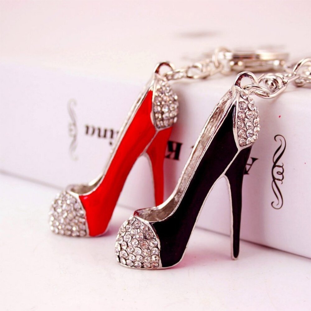 Louboutin Style Enameled Stiletto High Heel Shoe Keychain/Bag Charm
